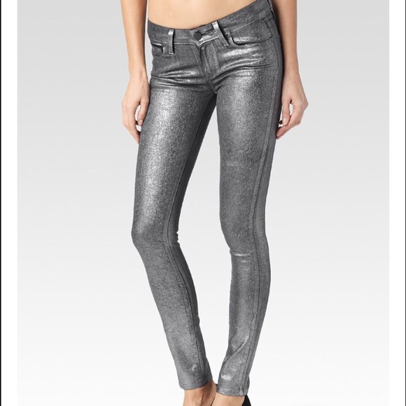 Paige Verdugo Ultra Skinny Pewter Crackle Pants - Picture 1 of 3