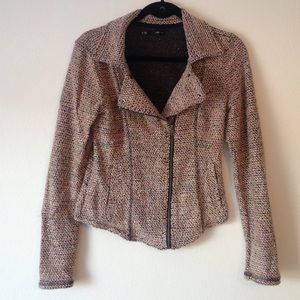"Tweed" looking blazer in pinks and black.