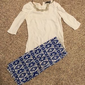 Zara top and J crew pencil skirt