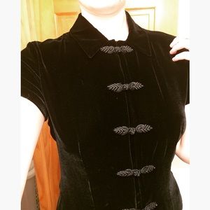 Black Velvet top with Chinese Frog Closures