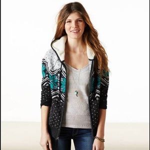 American Eagle Fair Isle Polar Fleece Hoodie