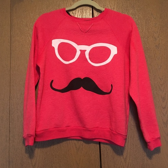Forever 21 Mustache crew neck sweatshirt SMALL