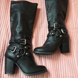 Tall black Moto boots