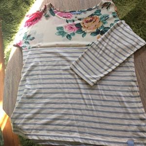 Women's floral and striped top