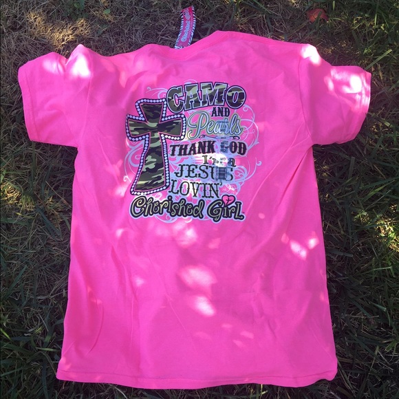 Christian Cross Camo Pink Shirt - Small NWT