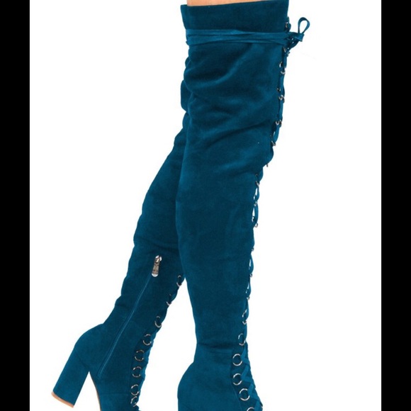 Thigh High Lace-Up Boots-Last Pair - Picture 4 of 4