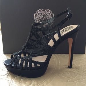 Vince Camuto jeweled, strappy heels