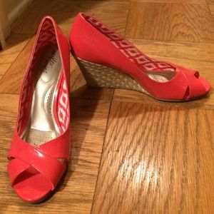 Peach Open Toe Wedges