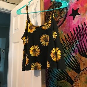 Sunflower print crop top