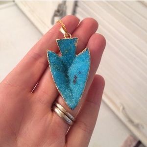 Druzy Agate Arrow Pendant Necklace