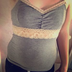 Gray tank top with lace