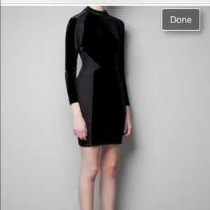 Zara Xs Black velvet mini dress with open back
