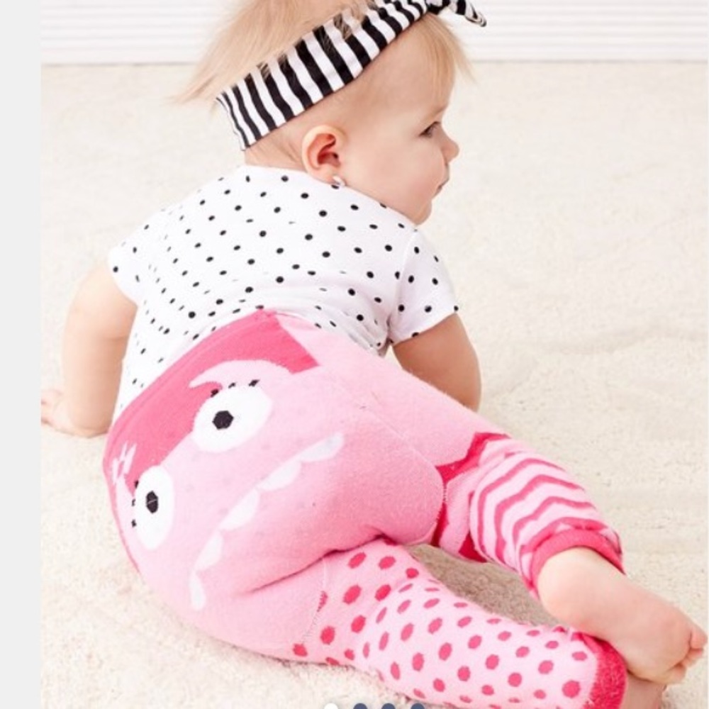 3-12 mo. Pink Monster Cozy Leggings