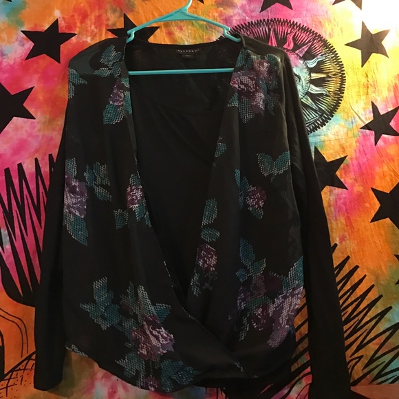 Black floral blouse
