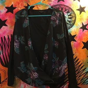 Black floral blouse