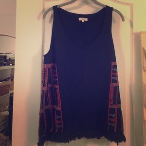 Madewell tank with embroidered side panels