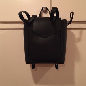 Black leather backpack
