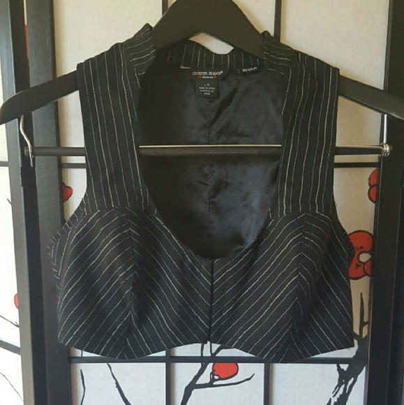 MOVING Guess Pinstripe vest with hook close front