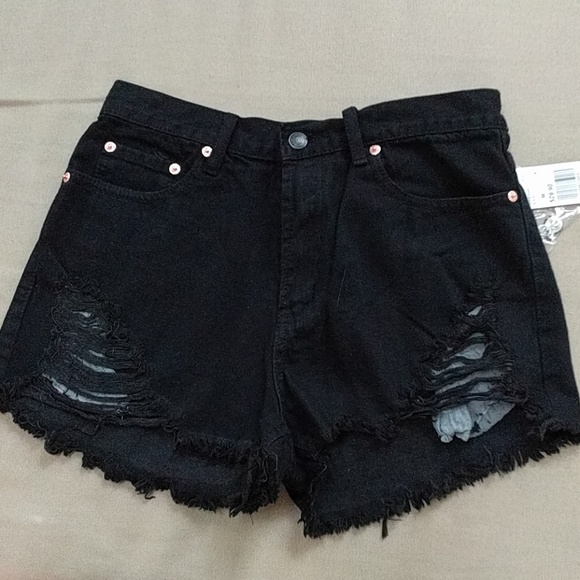 Hi waist shredded destroyed denim jean shorts NWT