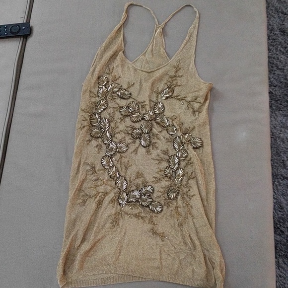 AF Vandevorst Beautiful beaded gold mesh long tank