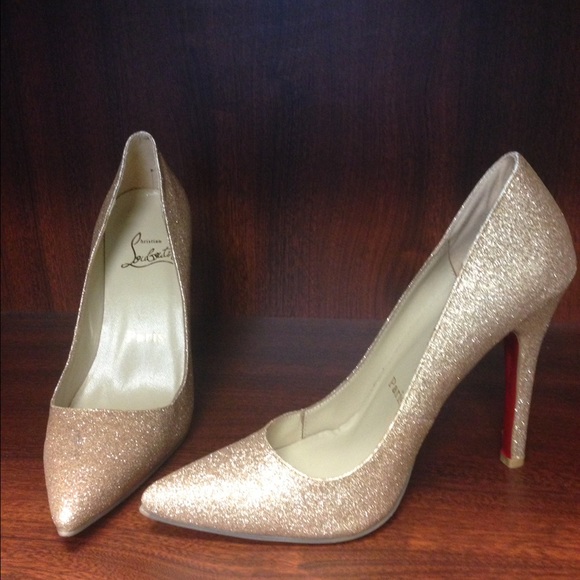 Red bottom gold high heels size 7