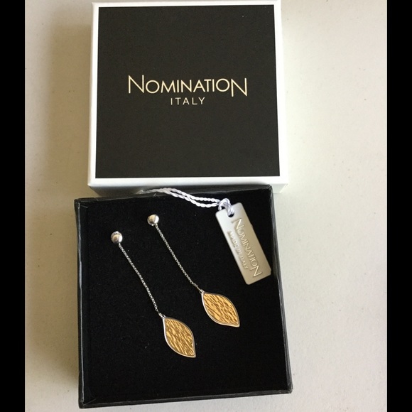 Nomination Silver Gold Plated Leaf Dangle Earrings