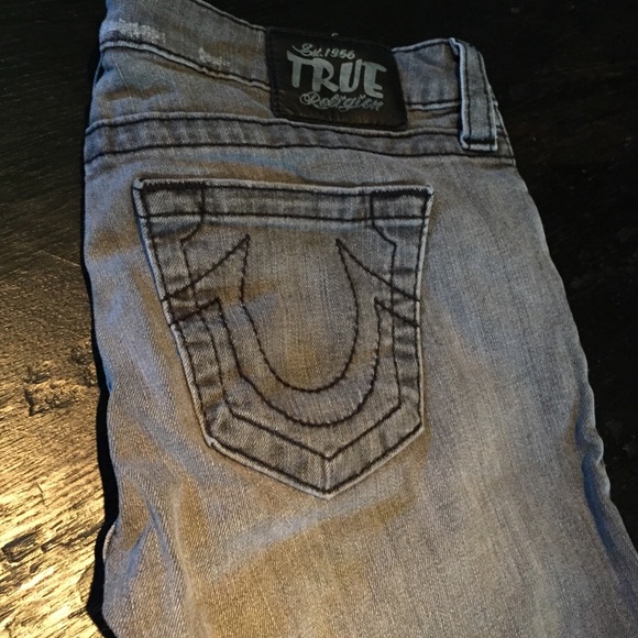 True religion grey straight leg jeans