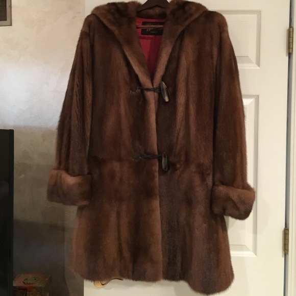 Like New Blonde Mink Hooded 3/4 Coat