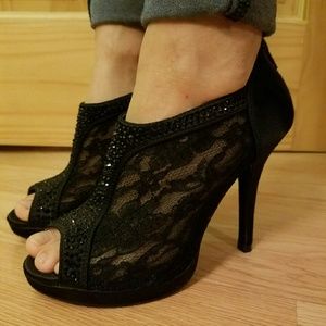 Black lace heels