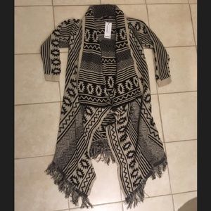 NWT! Tan and Black Aztec Cardigan with fringe
