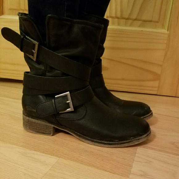 Black leather boots