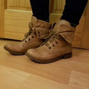 Tan lace boots