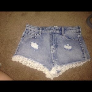 High waisted lace shorts
