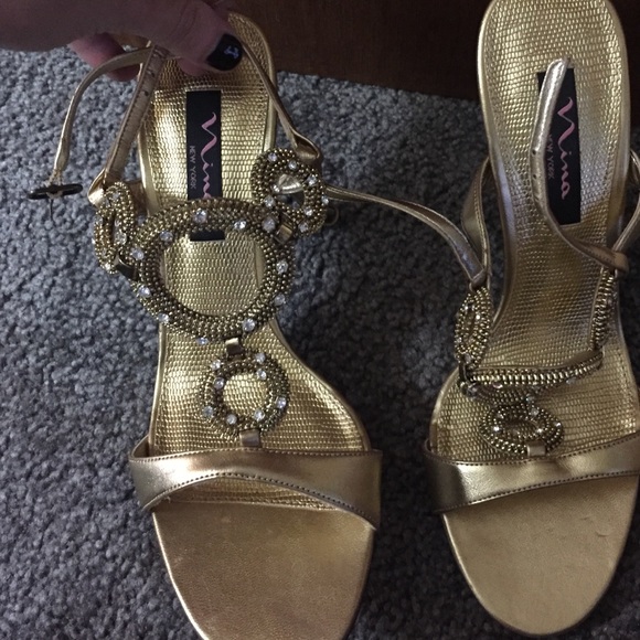 NINA gold evening sandals - Picture 3 of 4