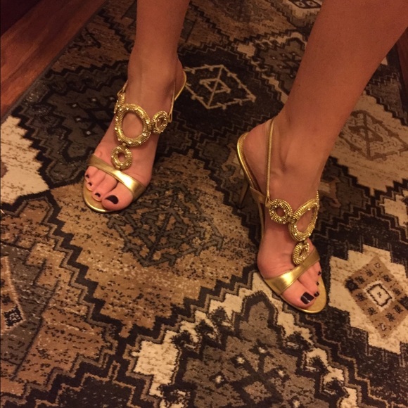 NINA gold evening sandals - Picture 2 of 4