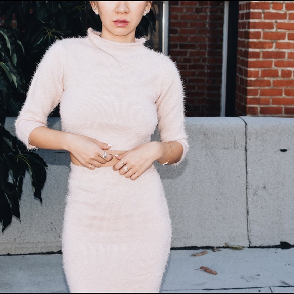 blush pink sweater dress