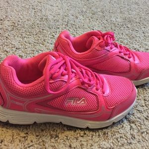 FILA neon pink tennis shoes