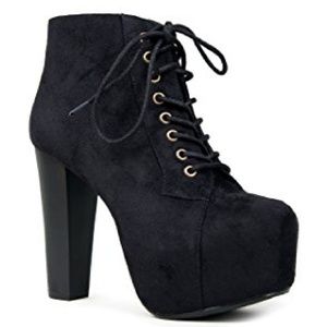 Chunky High Heel Hidden Platform Ankle Boots