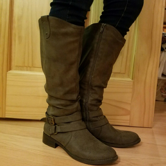 High grey boots