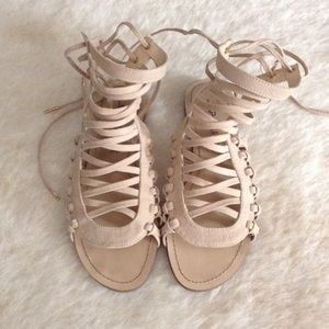Leila Stone Strappy Flat Sandals