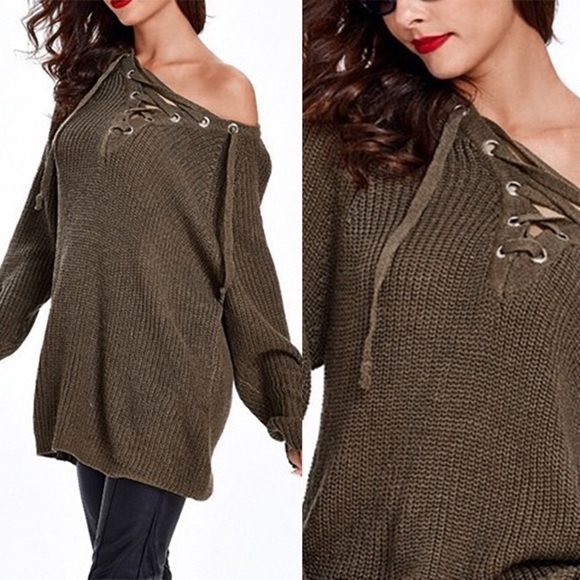 🆕ALIA solid sweater tunic top - OLIVE - Picture 2 of 4