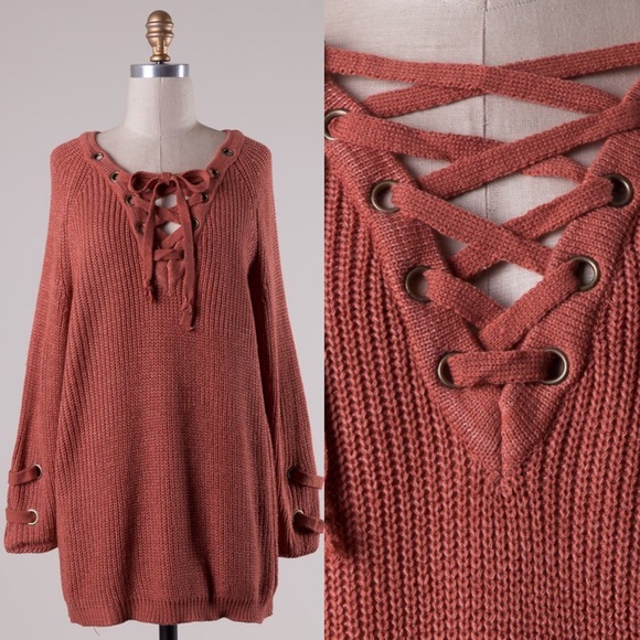 🆕ALIA solid sweater tunic top - MARSALA - Picture 2 of 4