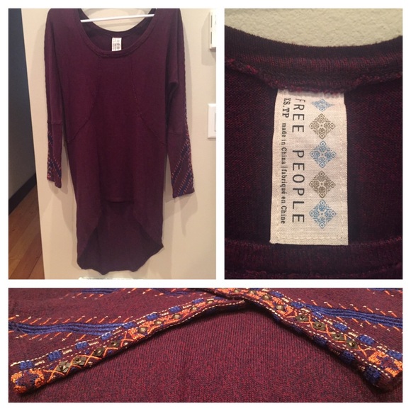 👢Free People Embellished Sleeve Sweater Tunic👢