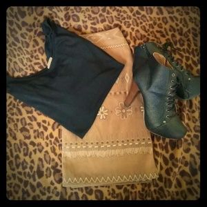 Suede style vintage skirt