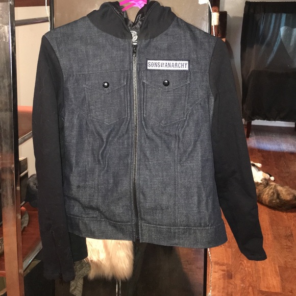 Official Sons of Anarchy hooded zip up jean jacket