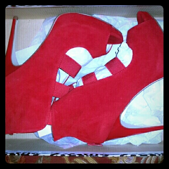 Red strappy heels