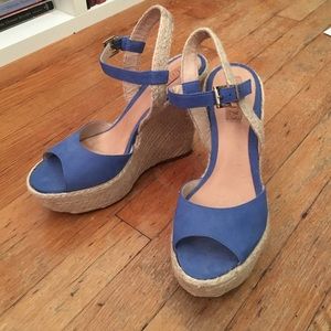 Schutz Blue Suede Wedges