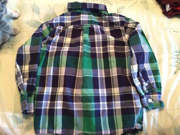 Green blue plaid long sleeve - Picture 3 of 4