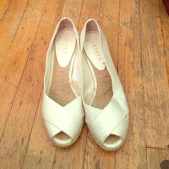 Lightly worn Ralph Lauren white espadrilles.