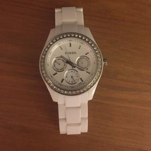 White Fossil Watch